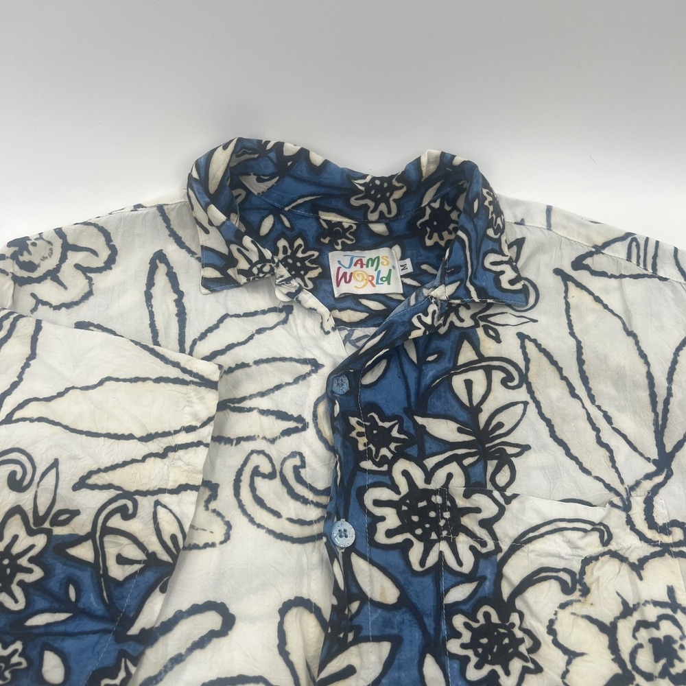 Vintage Jams World Shirt Mens M Rayon Hawaiin Floral Abstract Made in USA 90s